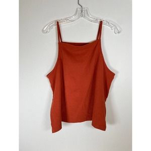 Madewell Seersucker Apron Tank Top Womens Large Ribbed Rust Minimalist